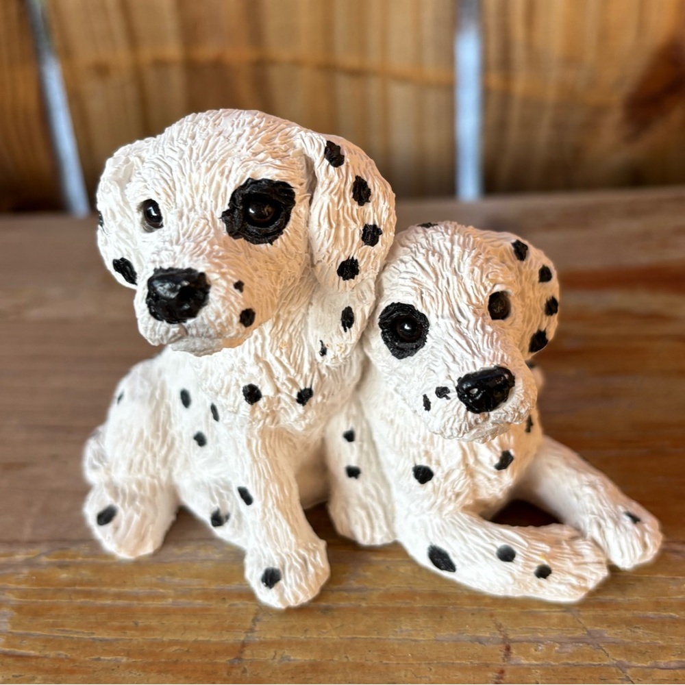 Vintage 1993 Stone Critters Dalmatian Pups Figurine 3 1/4”H